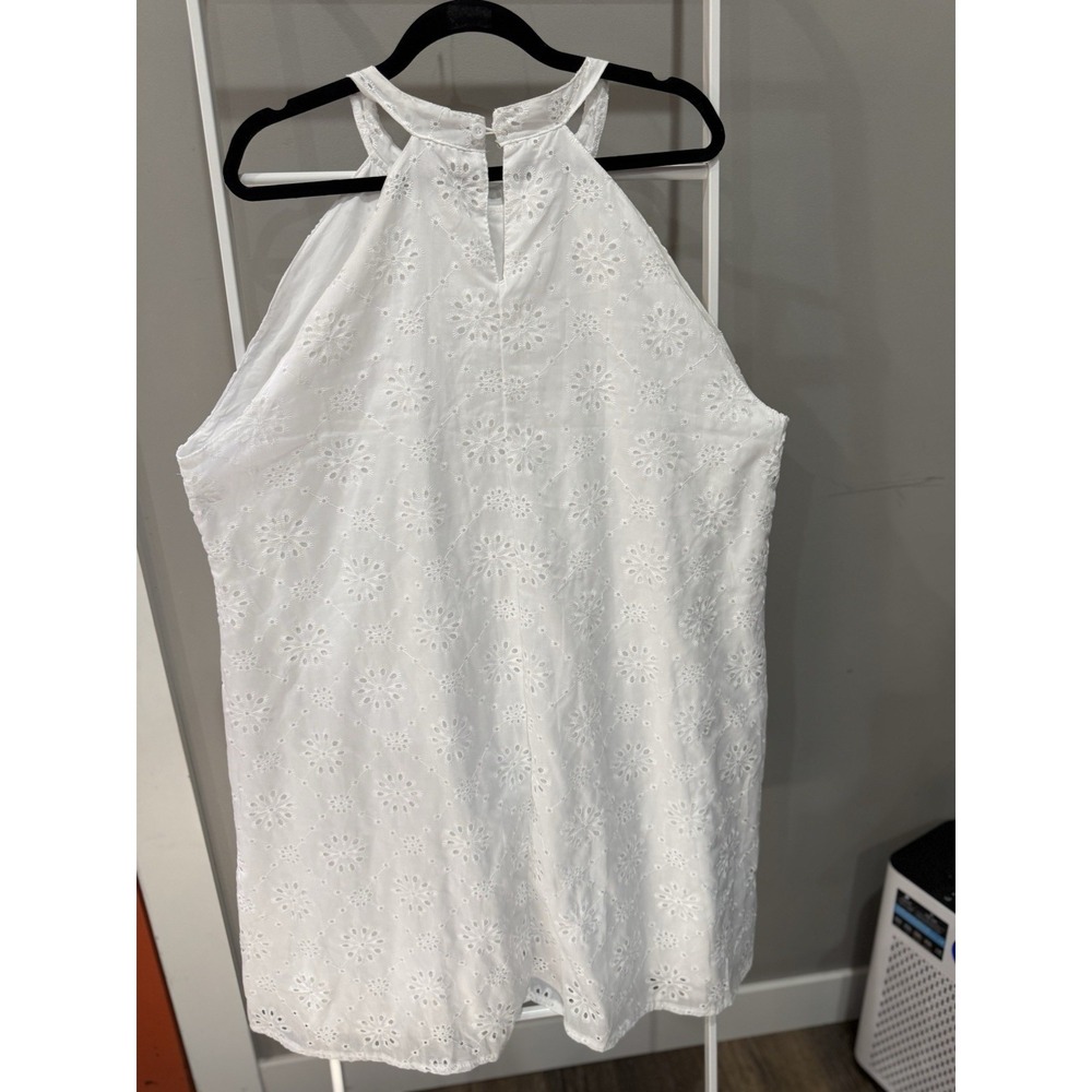 Women's White Floral eyelet Lace Halter Boho Cottagecore Summer A-Line Dress 3XL - Picture 5 of 6